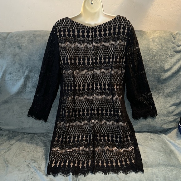 RN studio by Ronni Nicole size 14 black and tan long sleeved dress - Picture 3 of 8